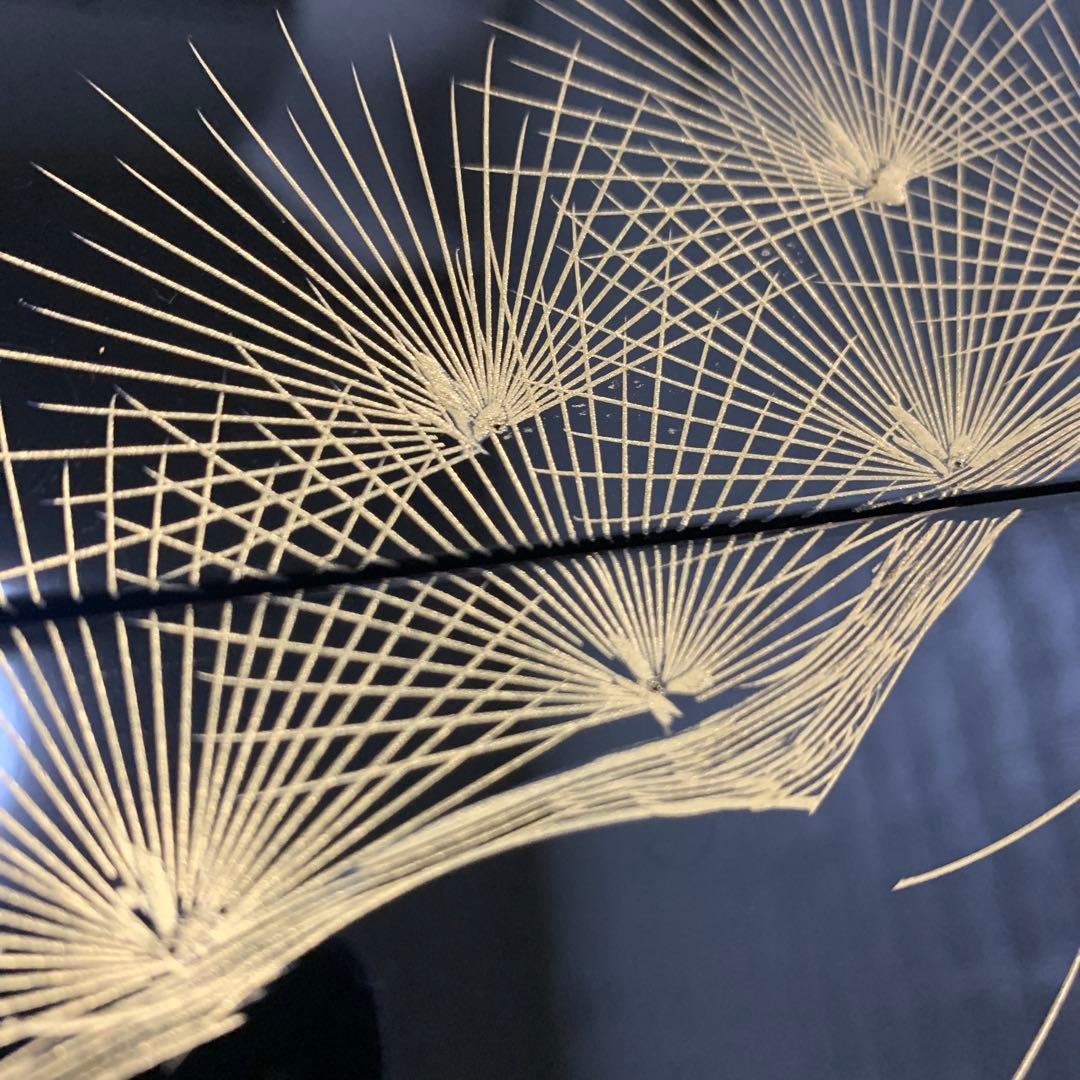 美品　会津漆　沈金　重箱　天然木 沈金枝松