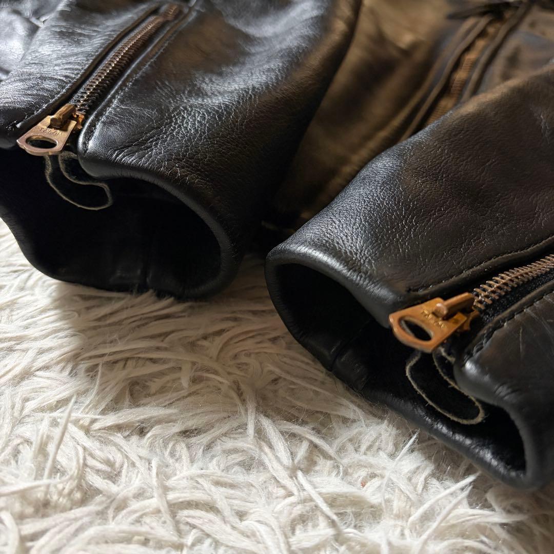 美品/42サイズ■VANSON ライダースジャケット　シングル　本革　ブラック