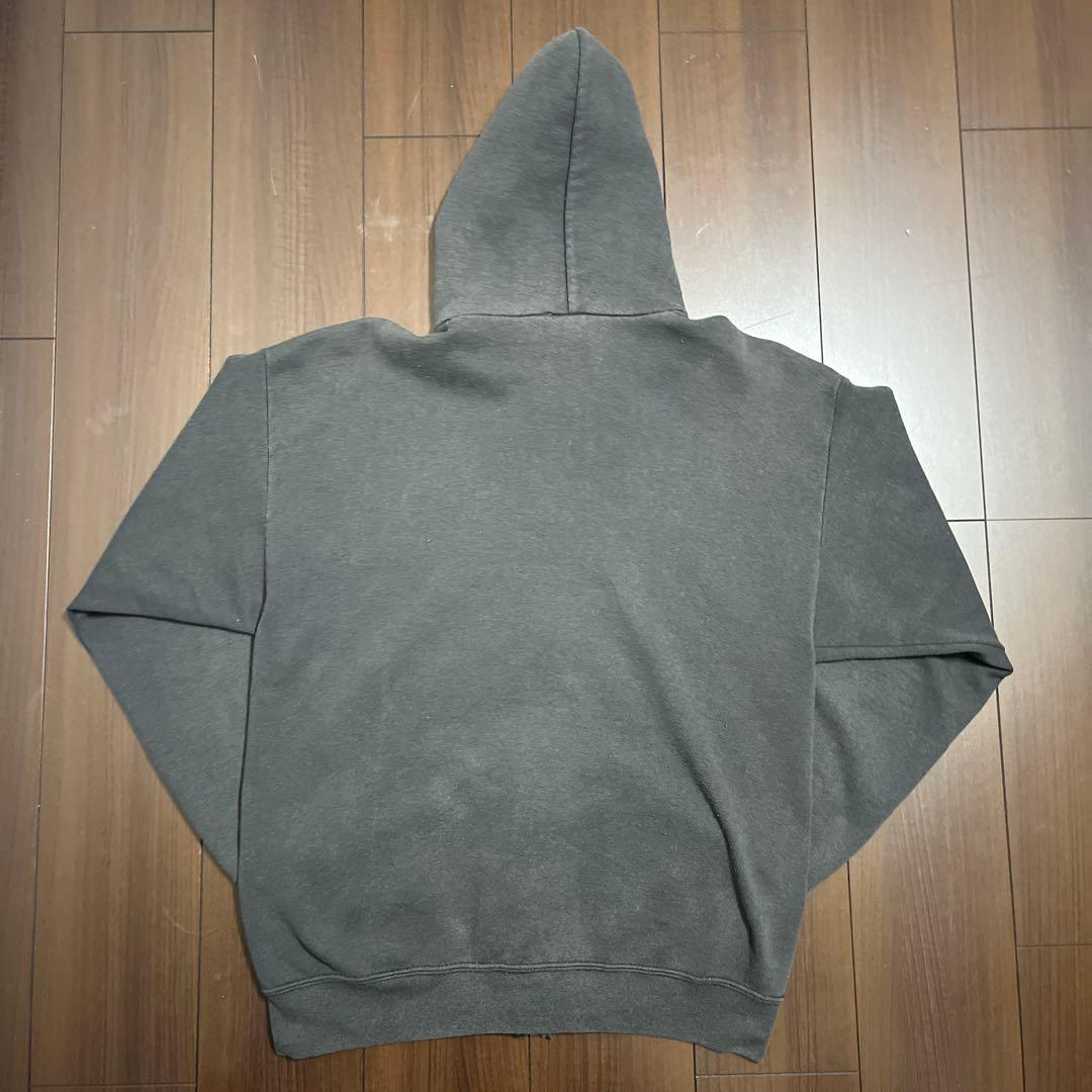 90s usa製 ジップアップパーカー 黒フェード 無地