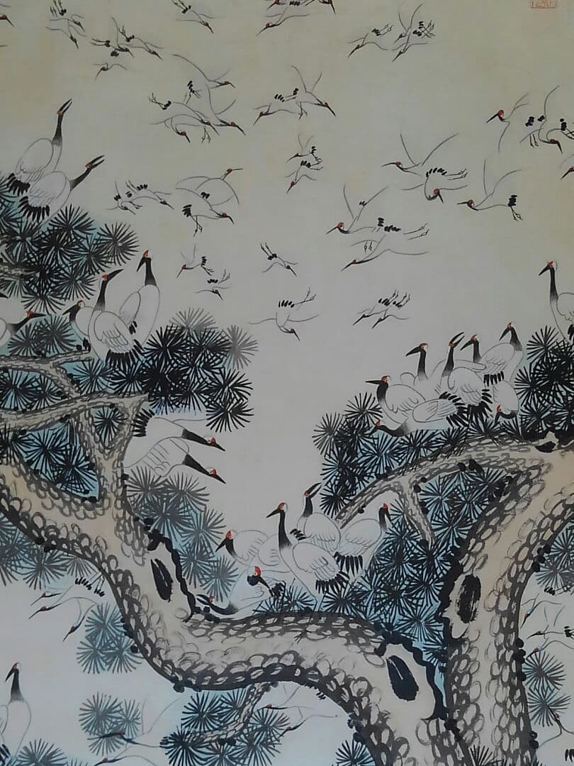 ♥中国　掛軸　百鶴図　掛け軸