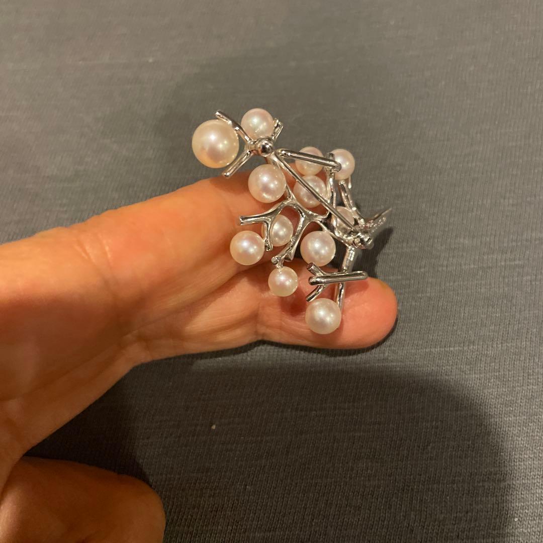 MIKIMOTO ミキモトWG14金 パール　ブローチ　幸福の木　希少