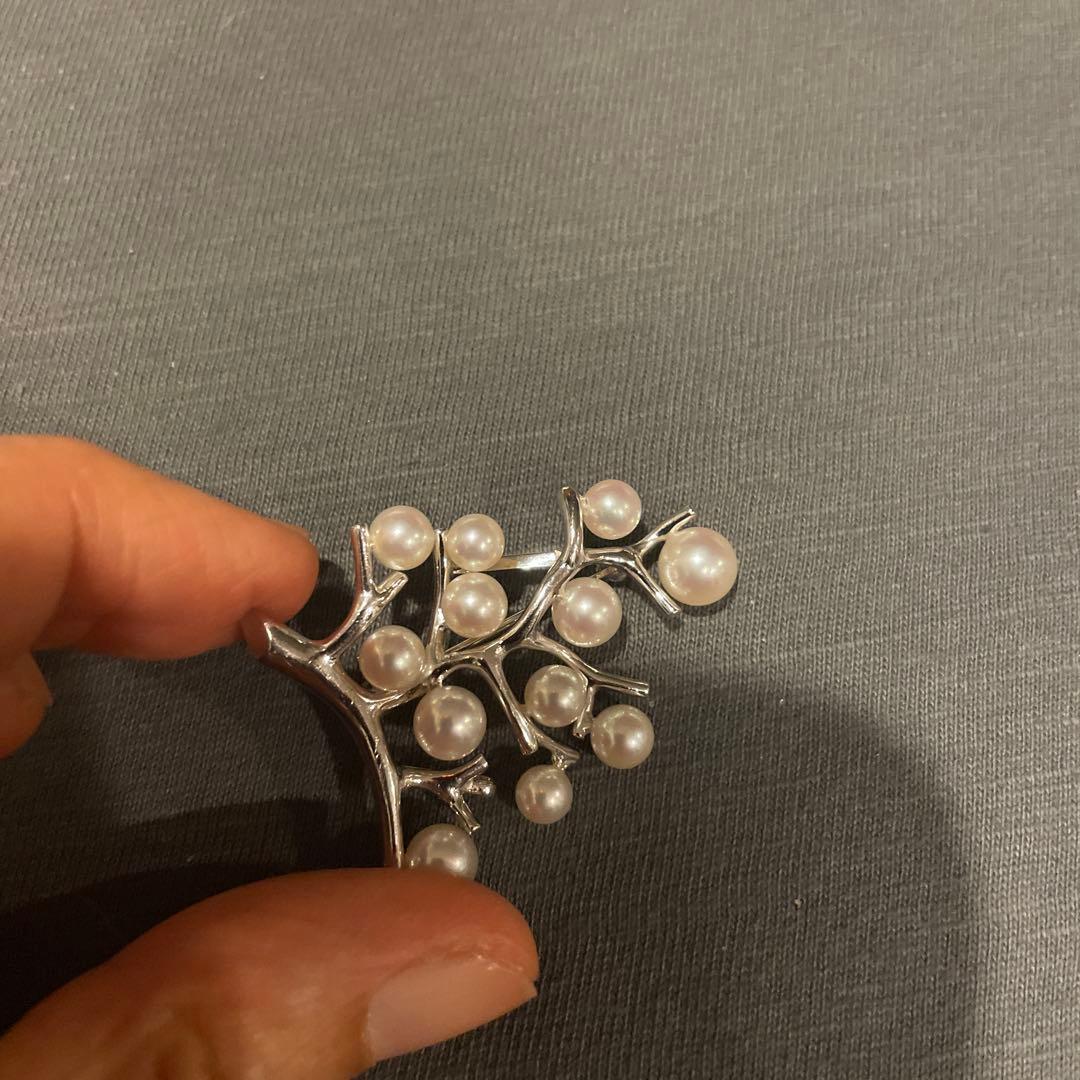 MIKIMOTO ミキモトWG14金 パール　ブローチ　幸福の木　希少