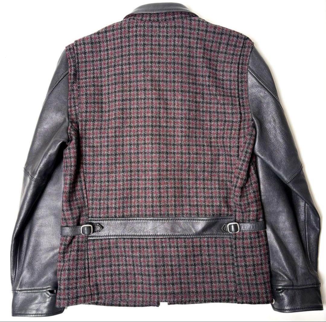 Schott レザー x ウール ライダースジャケット M 山羊革 チェック