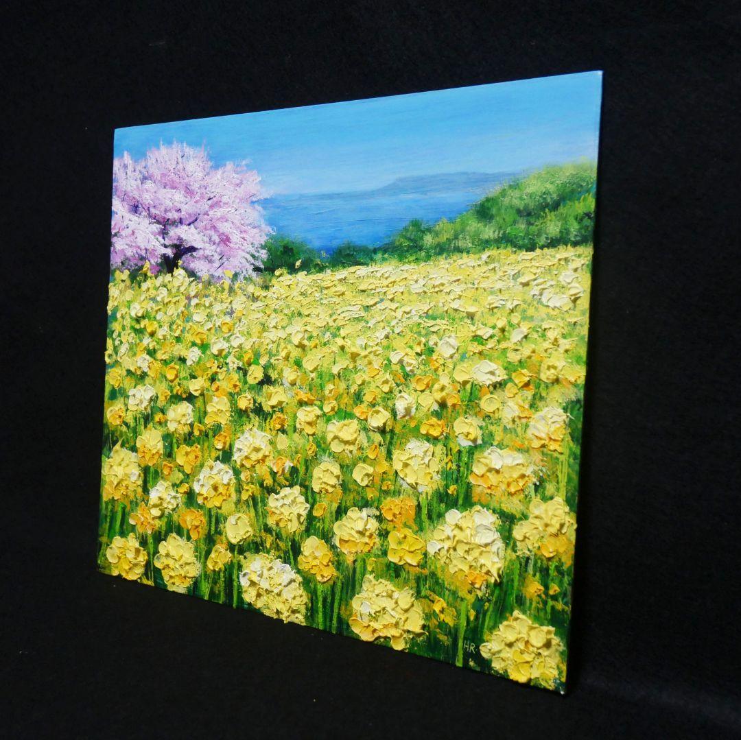 油絵 油彩 油彩画 絵 絵画【桜と菜の花咲く】