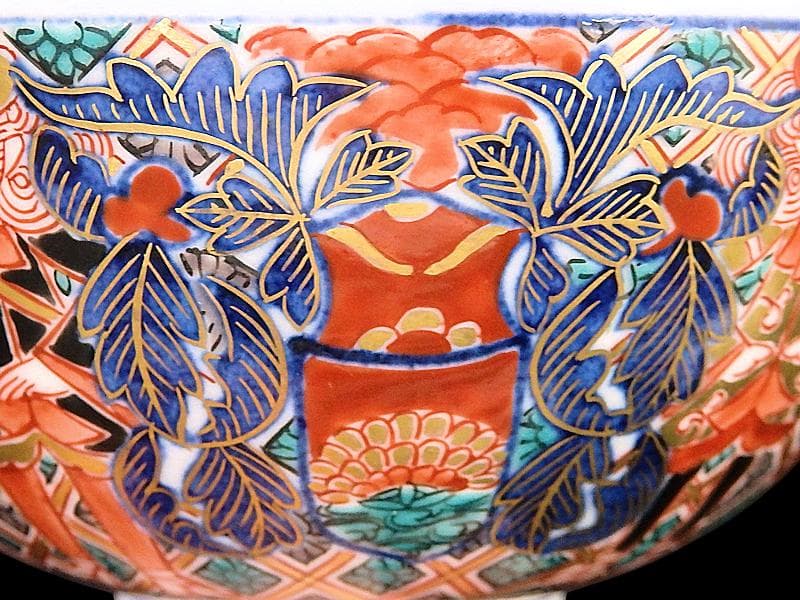 大聖寺伊万里　金襴手　五艘船に南蛮人の図　蓋茶碗　D898AS-CYo