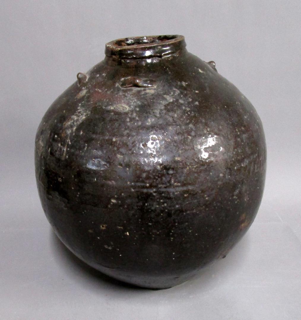 ビンテージ［褐釉四耳壷(かつゆうしじこ)］茶壷