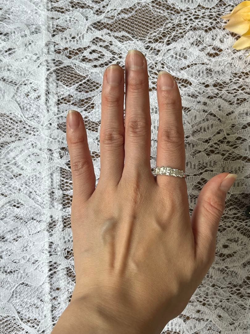 【早い者勝ち】英国 ヴィンテージ 9金 ホワイトゴールド プリンセス リング