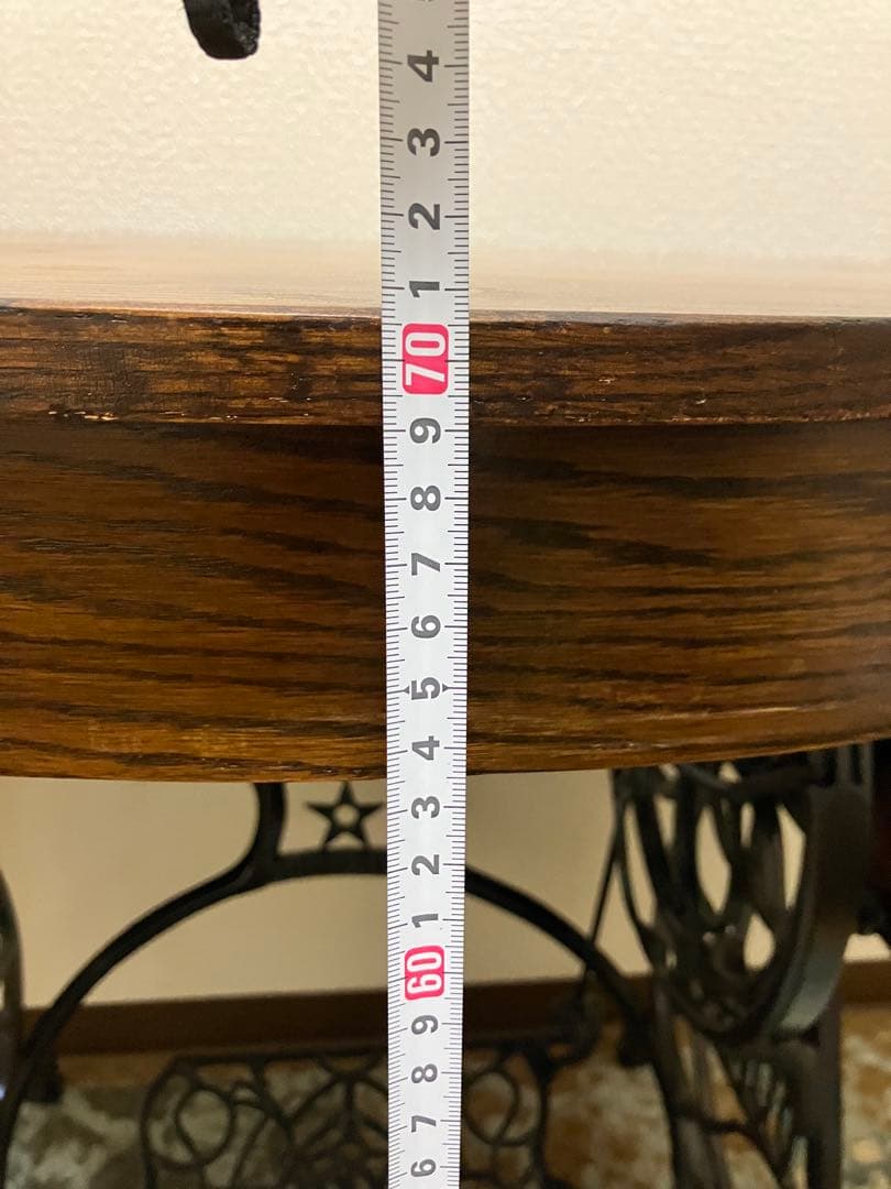 アンティーク ミシン台ベース机 引き出し付き