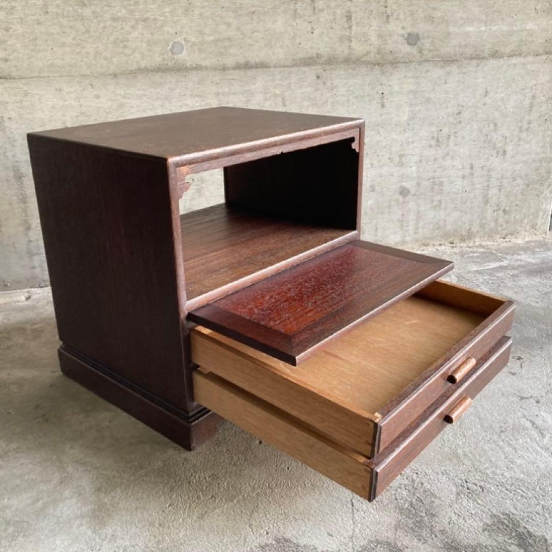 古い飾り棚 置物台 引き出し 収納 ラック チェスト キャビネット 木製 レトロ