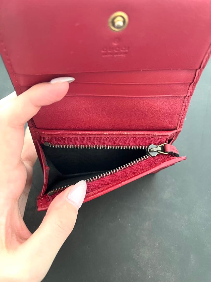 グッチ GUCCI チェリー装飾 二つ折り財布
