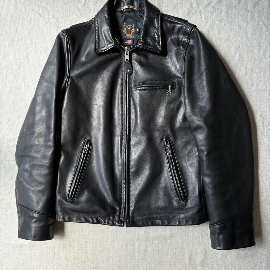 美品 Schott ショット7209 ブラック レザートラッカージャケット 36