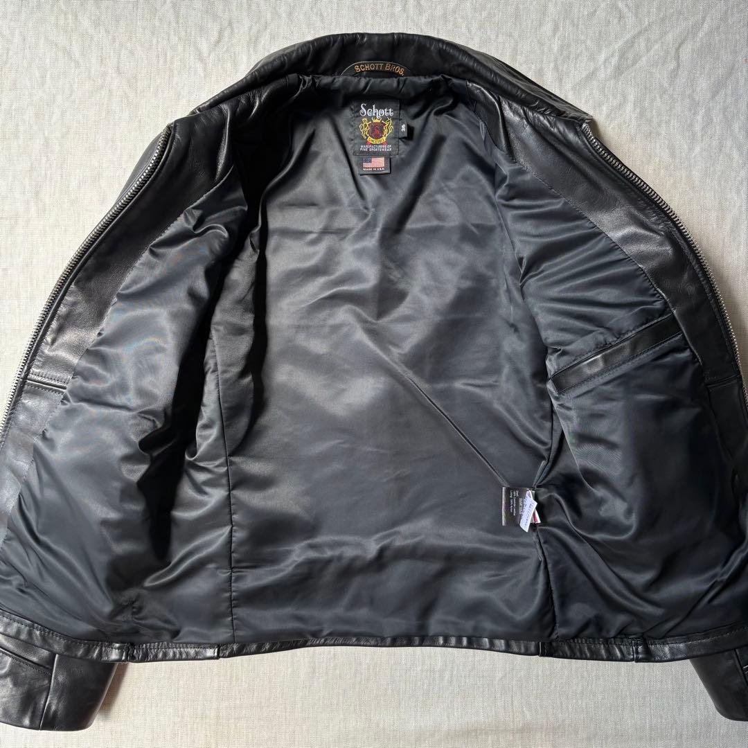 美品 Schott ショット7209 ブラック レザートラッカージャケット 36