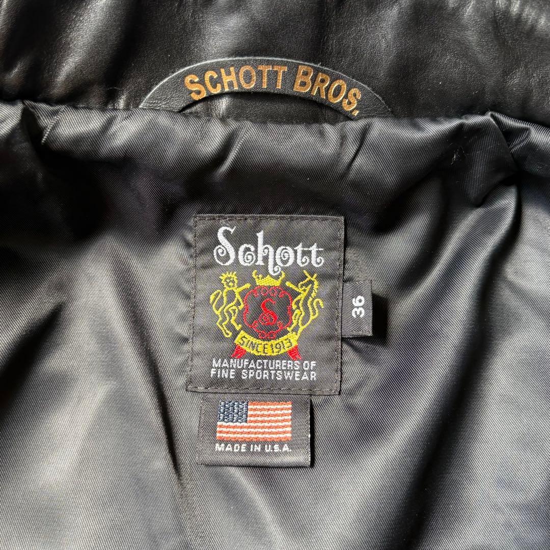 美品 Schott ショット7209 ブラック レザートラッカージャケット 36