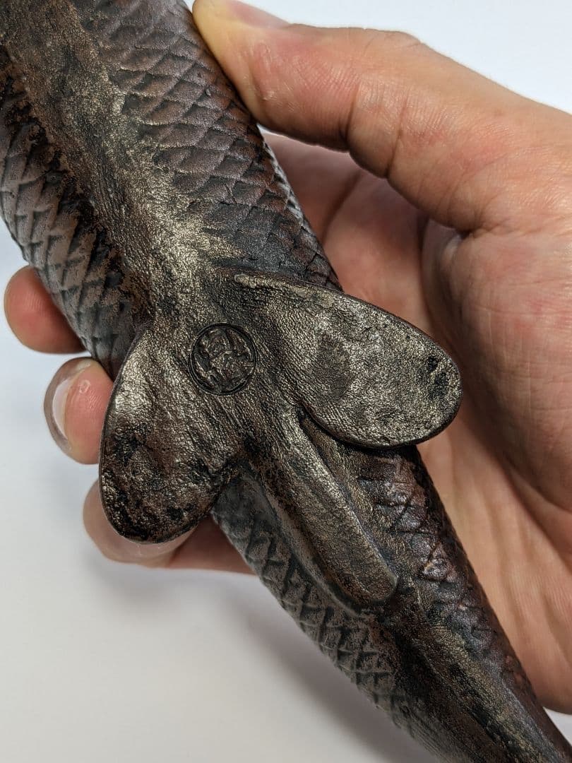 木村陶峰 備前焼 鯉仙人置物 琴高仙人 細工物 魚 縁起物 工芸品 インテリア