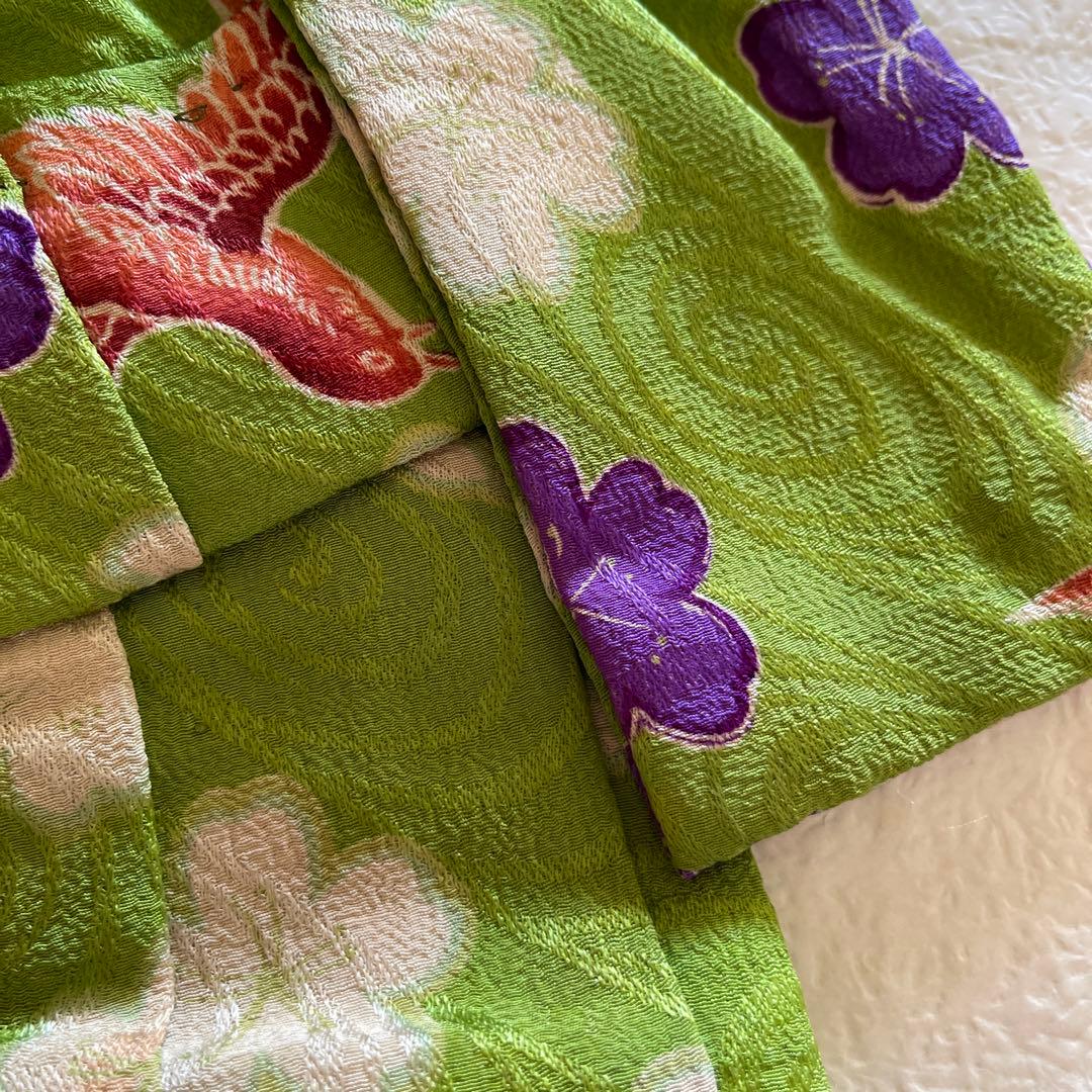 2409133 人形の着物　古布紋縮緬　6号　桜柄　つばめ？