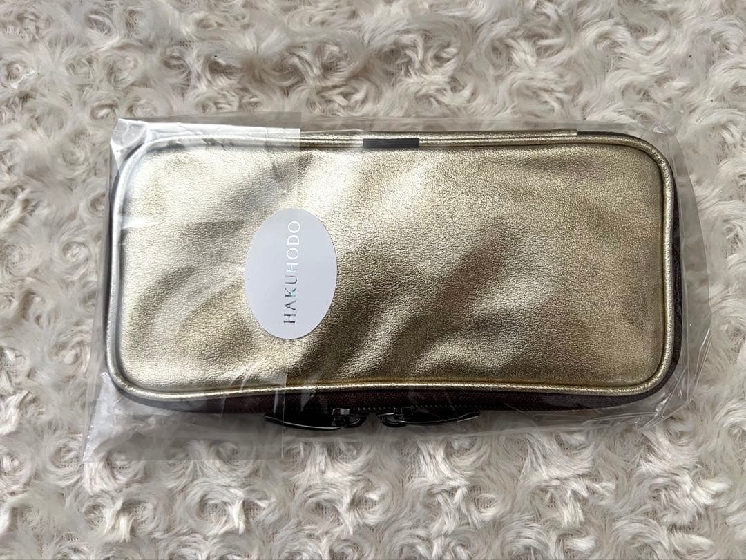 白鳳堂　化粧筆セット〈４本セット〉収納ケース付き　ゴールド軸