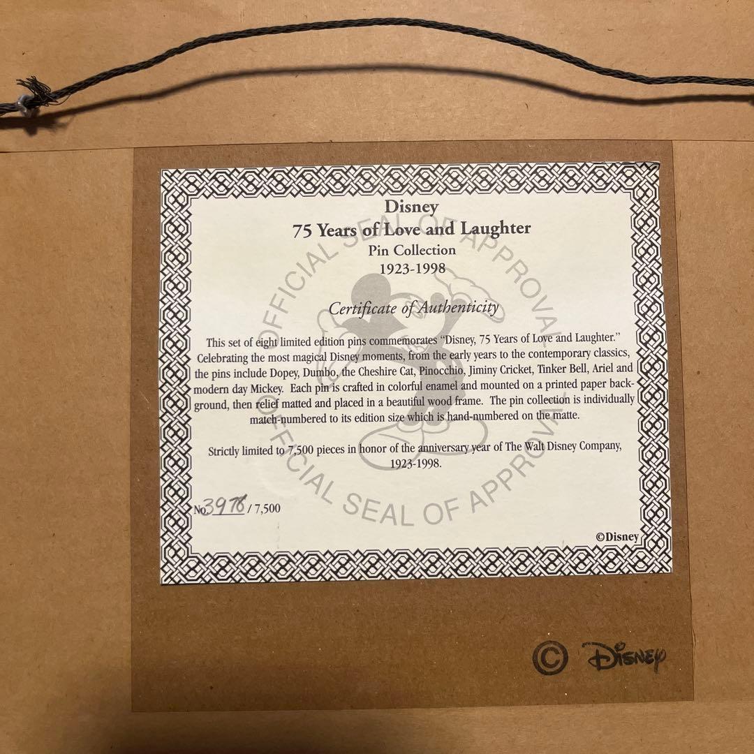 値下げ中ディズニー75周年ピンバッチ額入り超レア品