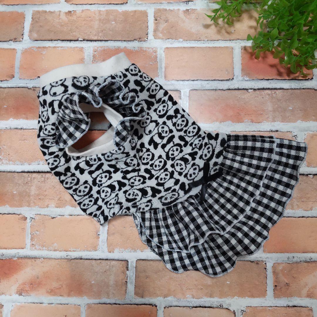 犬服 No.191 パンダとチェックわんぴ ハンドメイド