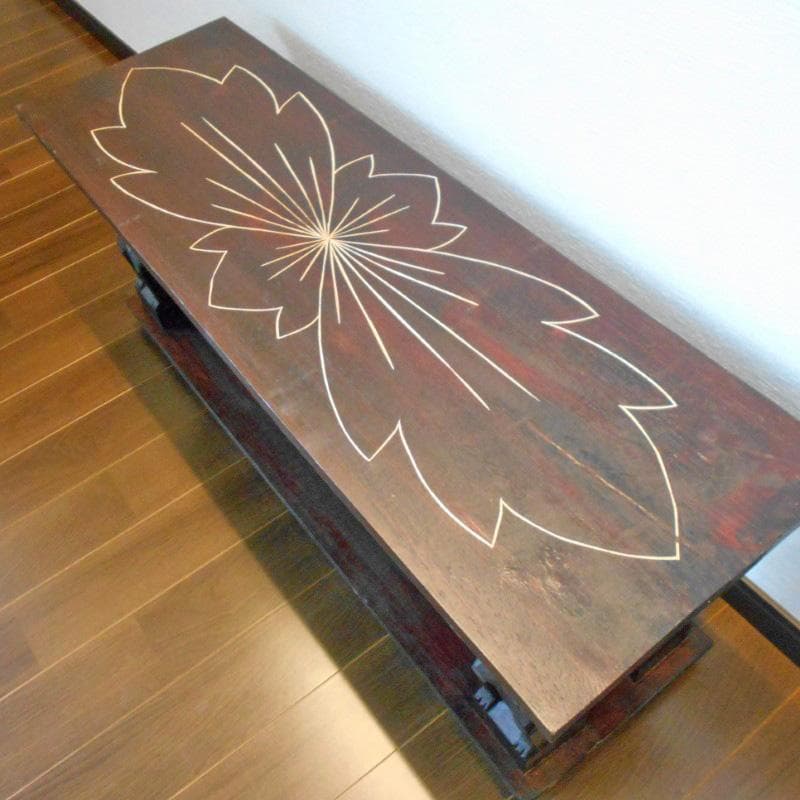 アジアン家具 バリ家具 花柄模様 ロータイプ ＴＶボード ＴＶ台 テレビ台