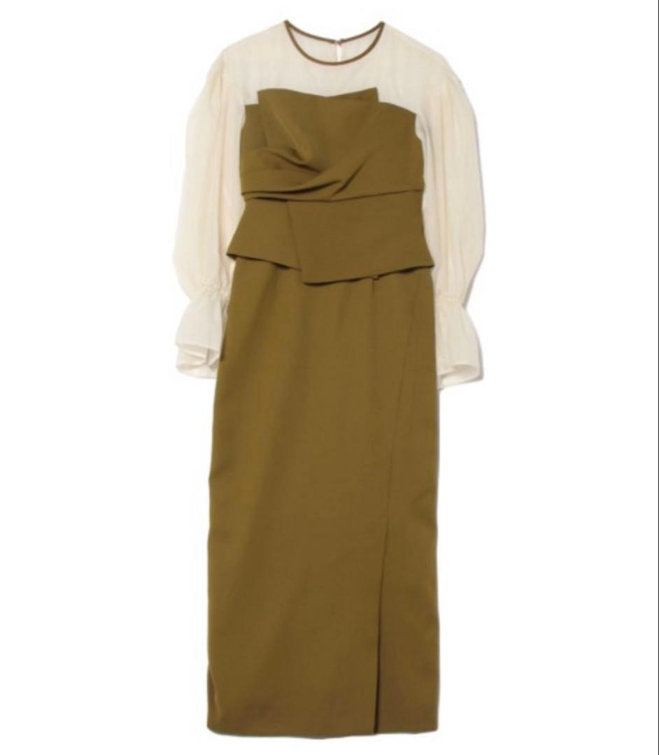 【ANDRESD】draped bustier flocky dress