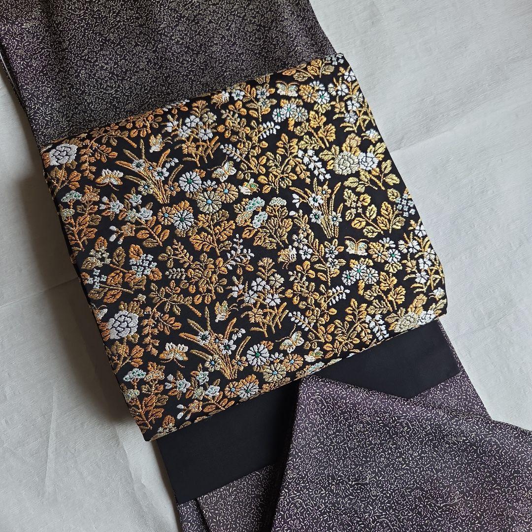 【訳有】細かな模様を楽しむ　チャコールグレーのお召