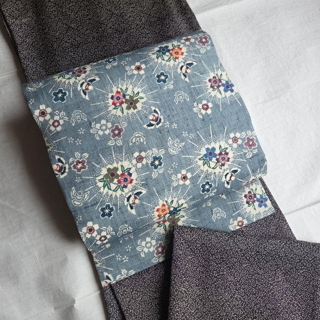 【訳有】細かな模様を楽しむ　チャコールグレーのお召