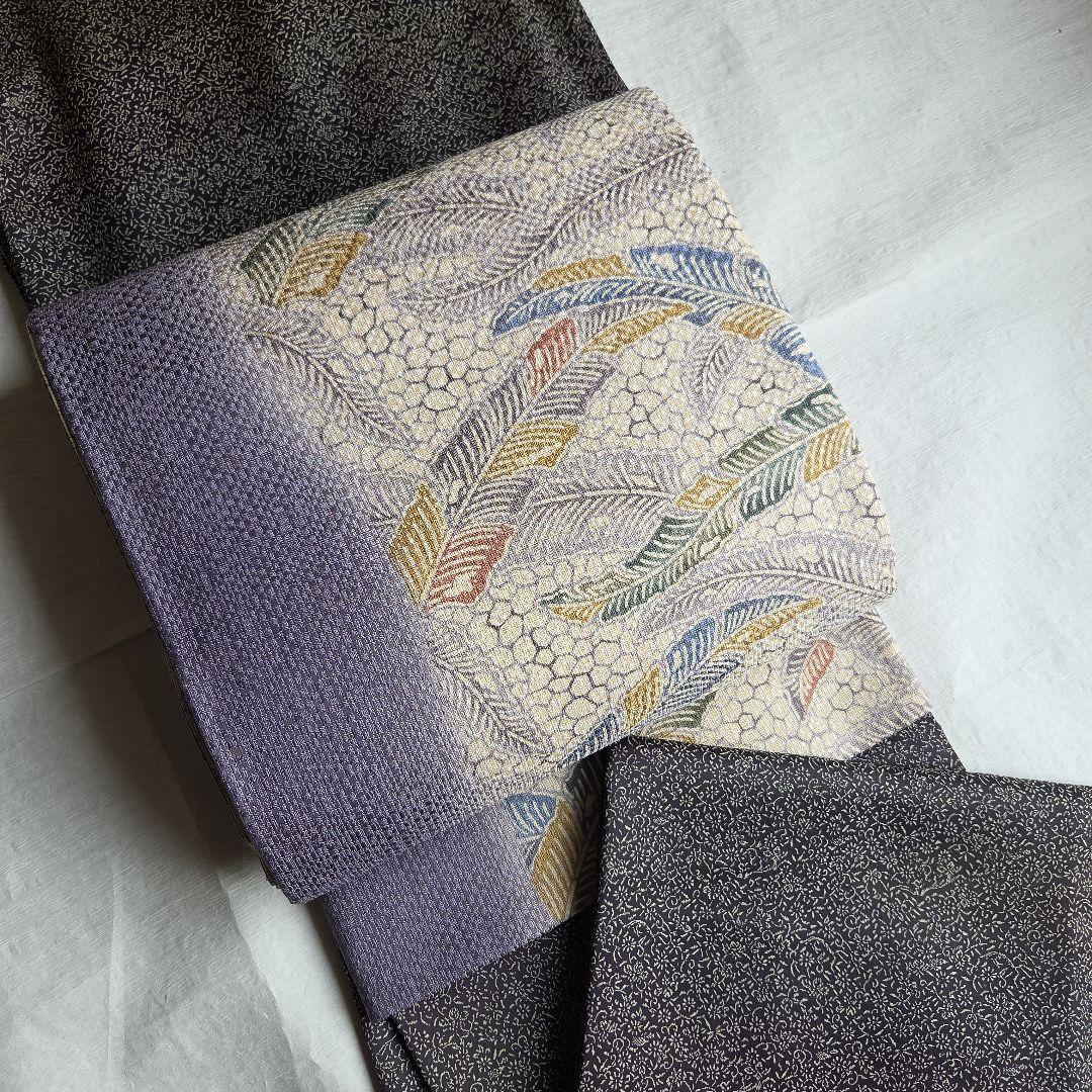 【訳有】細かな模様を楽しむ　チャコールグレーのお召