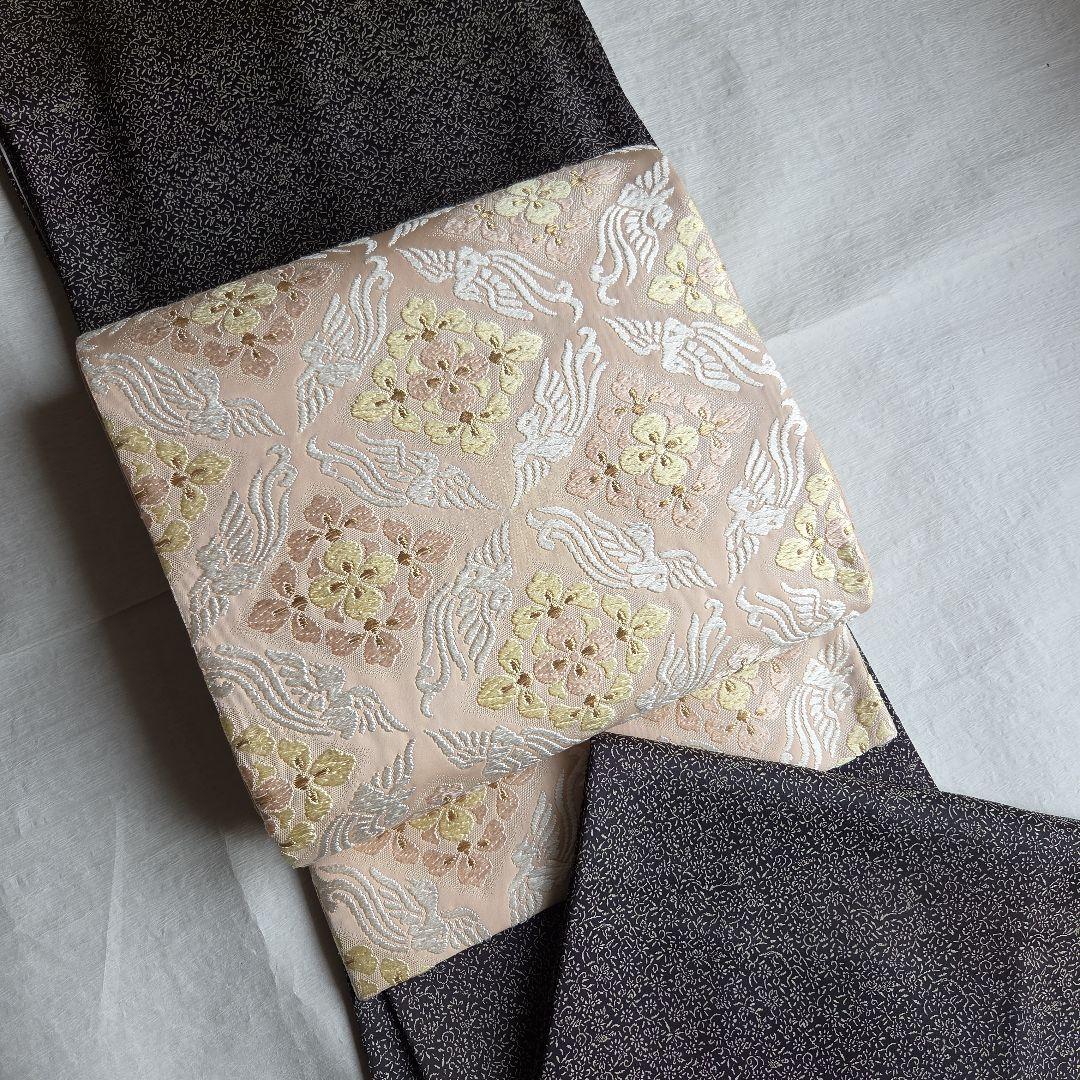 【訳有】細かな模様を楽しむ　チャコールグレーのお召