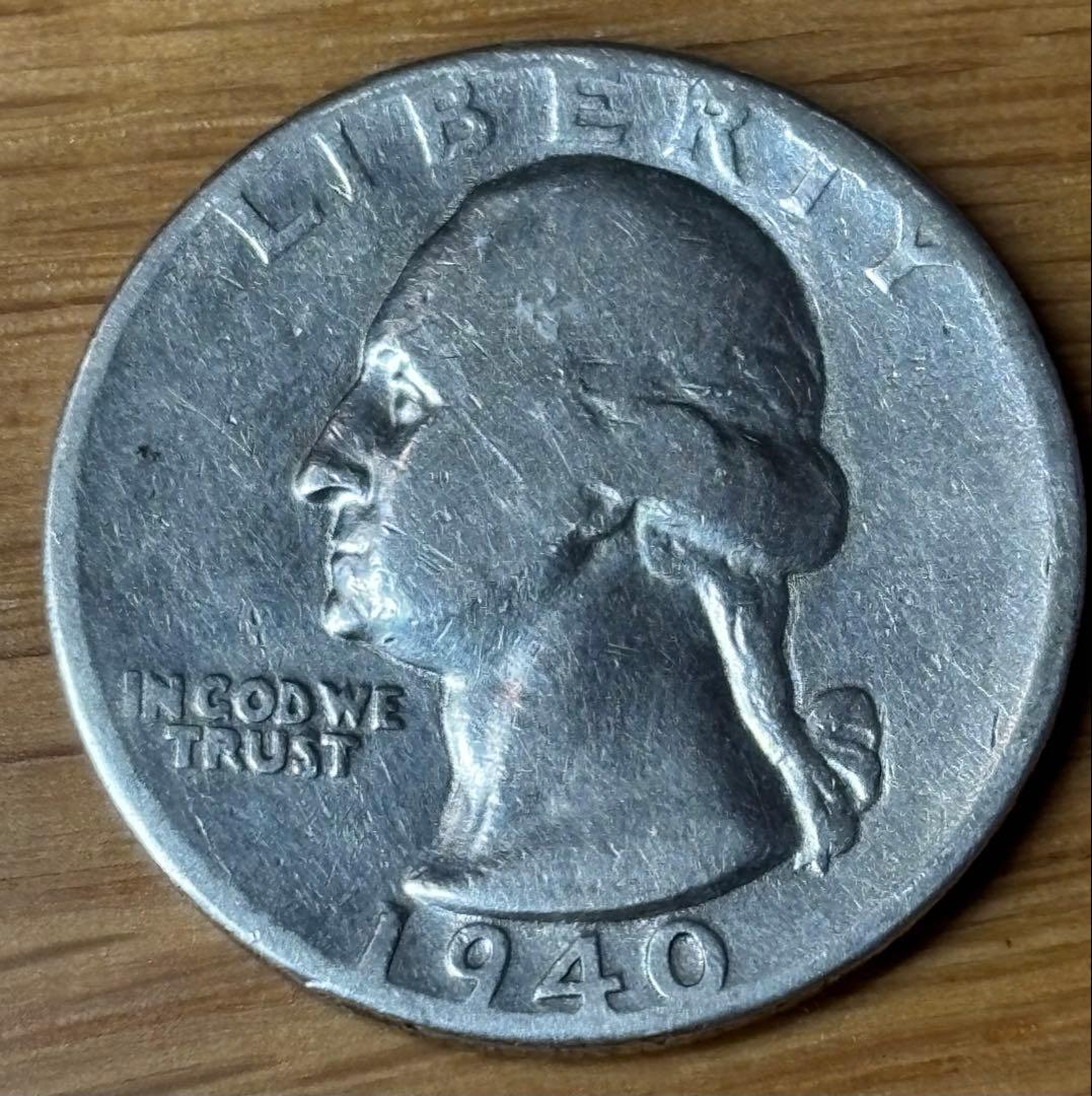 キ*2様 【早い物勝ち】1940年 ワシントン クォーター ダラー 銀貨　86年