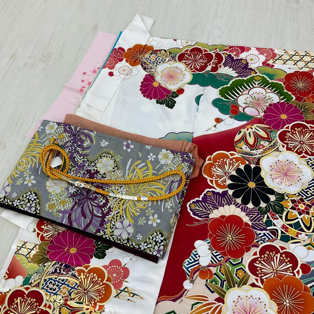 ★WATAAME★　お振袖フルセット　白　モダンテイスト　サイズ自由