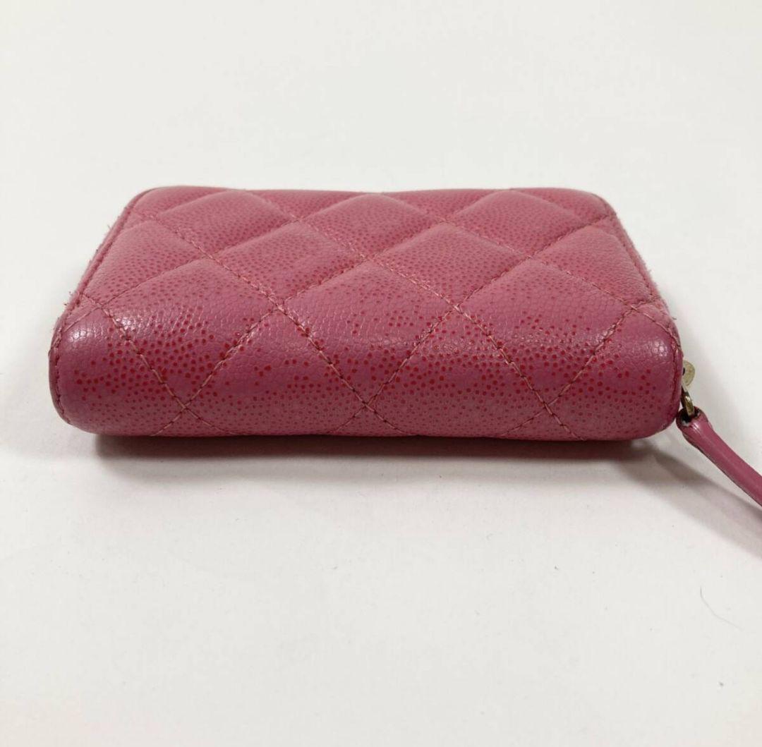 CHANEL ピンクレザーケース ミニ財布 イタリア製 マトラッセ