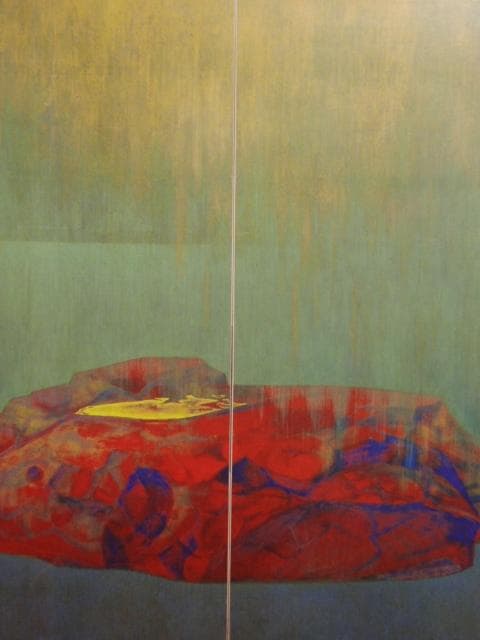 岩橋 英遠、庭石、大判、額装用・画版、日本製・新品額 額装付、状態良好