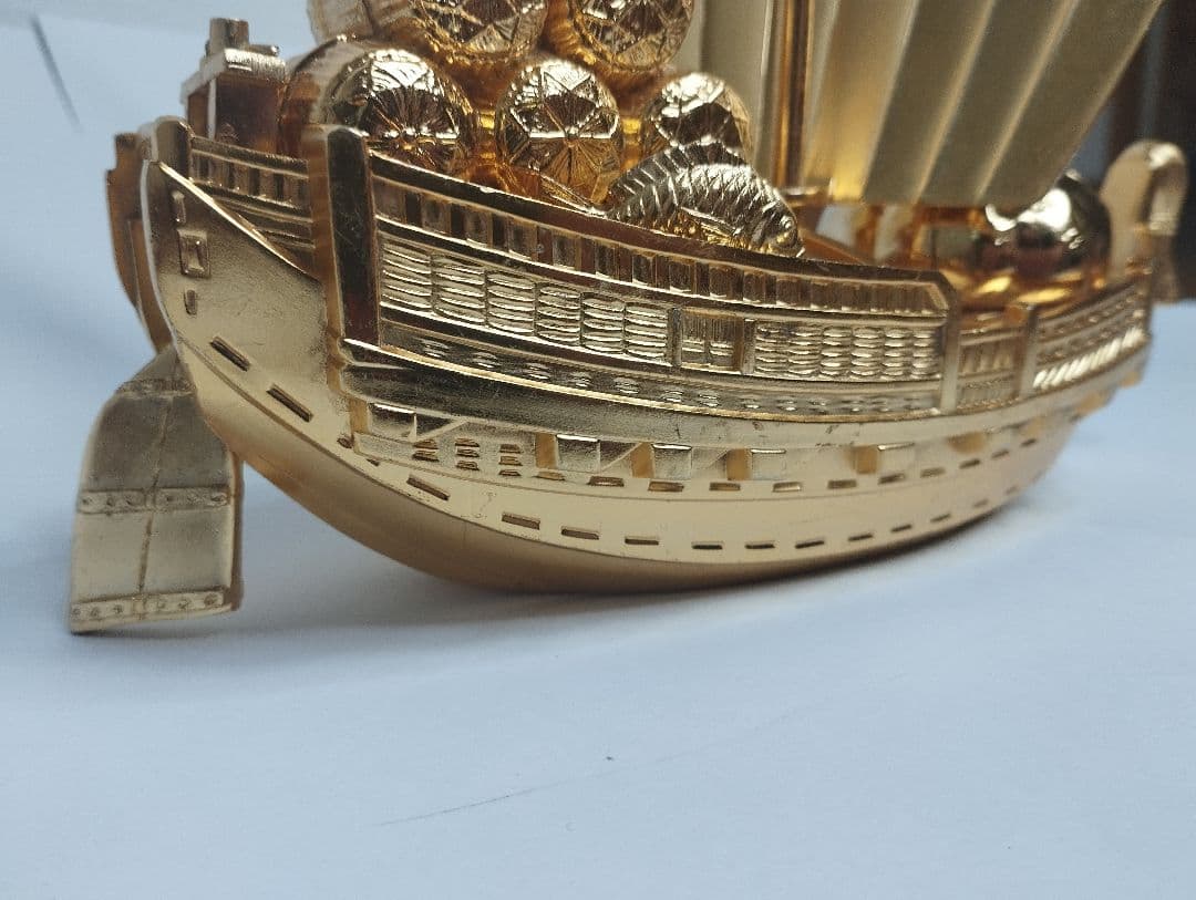 高岡銅器 宝船 七福神 24金仕上げ 37cm