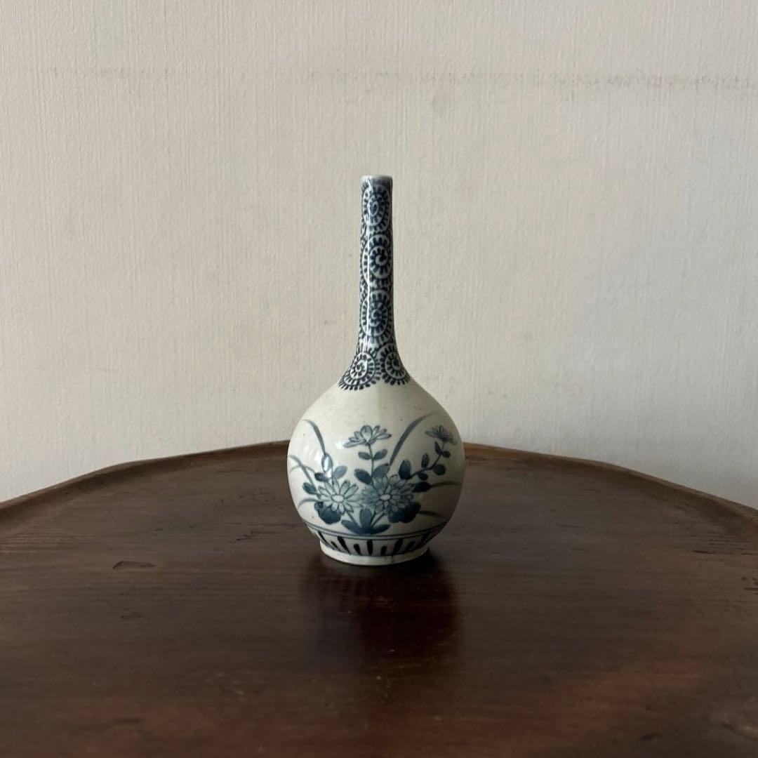 伊万里染付　徳利　一輪挿し　古道具　アンティーク　骨董　古美術　花器　傷　検李朝