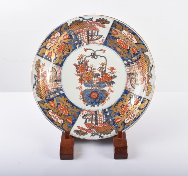 Evan 元禄伊万里　錦手金彩花草文盤　飾皿　直径41cm　V 3429A