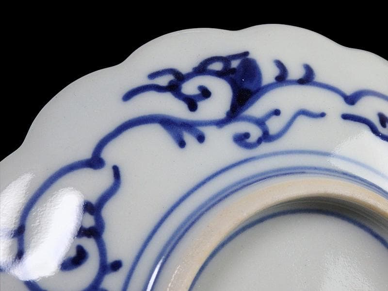 大聖寺伊万里　金襴手 寿紋に捻り輪花菊皿　4寸皿　5客　D820AS-CUy