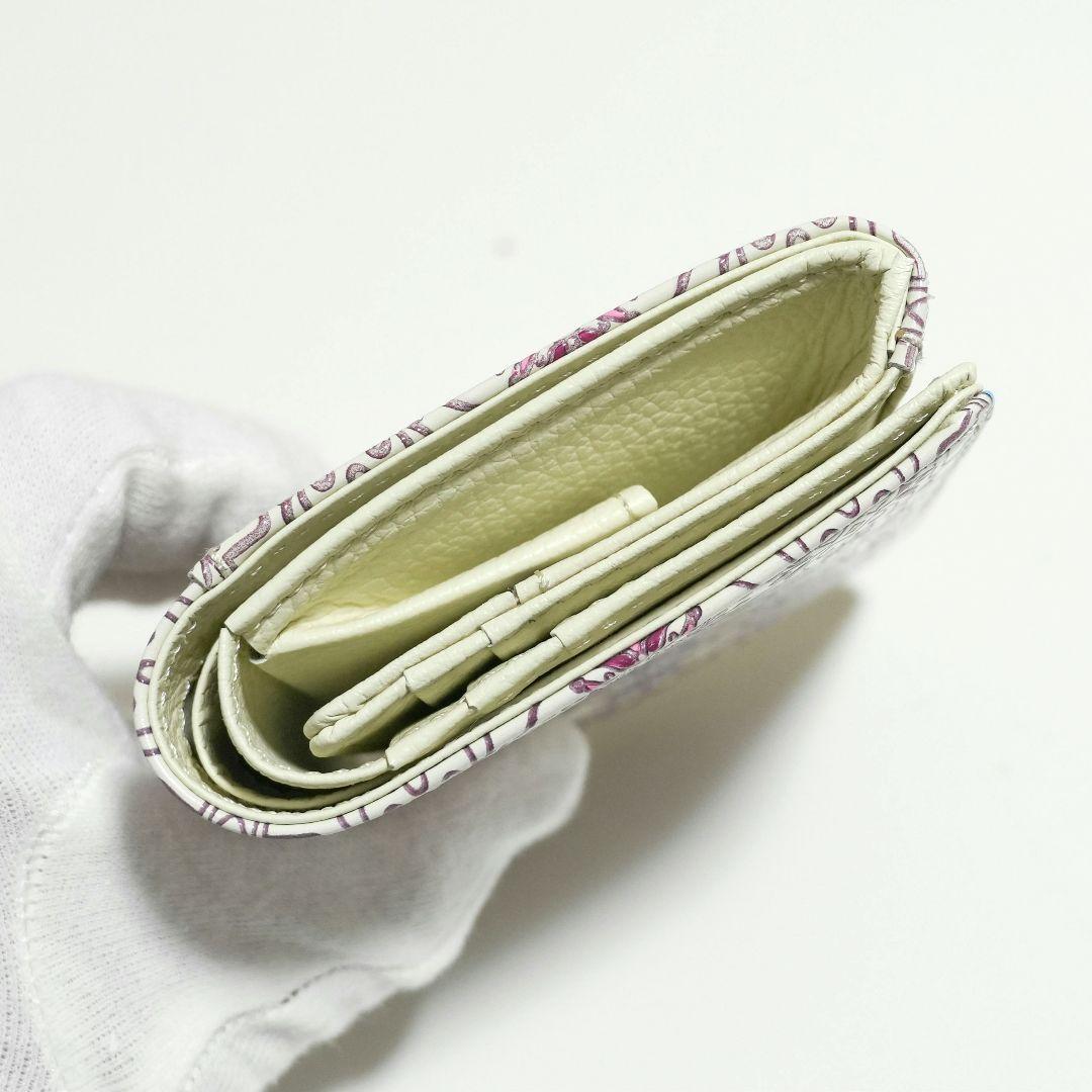 【未使用新品】友禅文庫 花柄 二つ折り財布 牛革 日本製