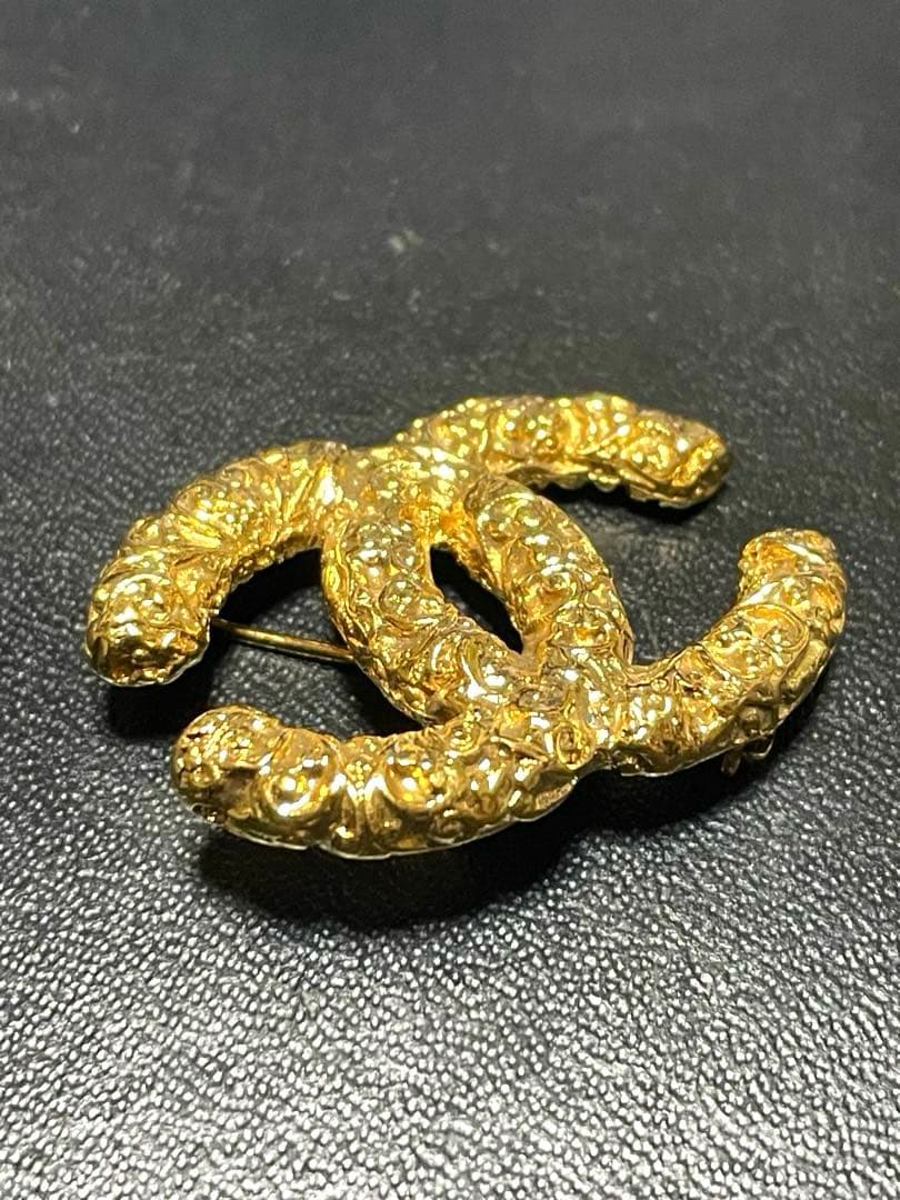 希少 シャネル ブローチ 溶岩 ココマーク ゴールド ヴィンテージ 93A