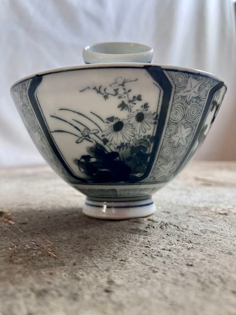 新春お値下げ✅古伊万里✅蓋付き椀18客/染付山水画/骨董/磁器