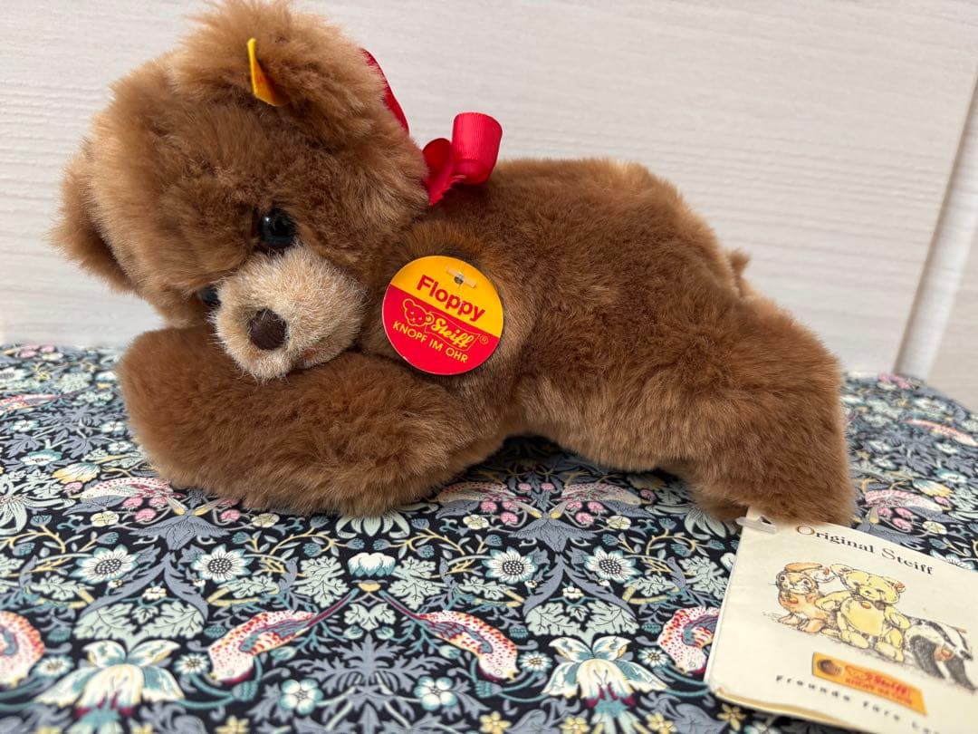タグ付　シュタイフ　Floppy Bear ぬいぐるみ　寝そべり　テディベア