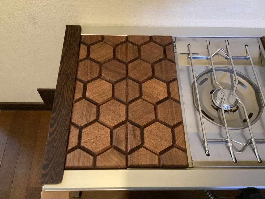 IGTテーブル天板　ハーフユニット2枚　ヘキサゴン128ウォールナット