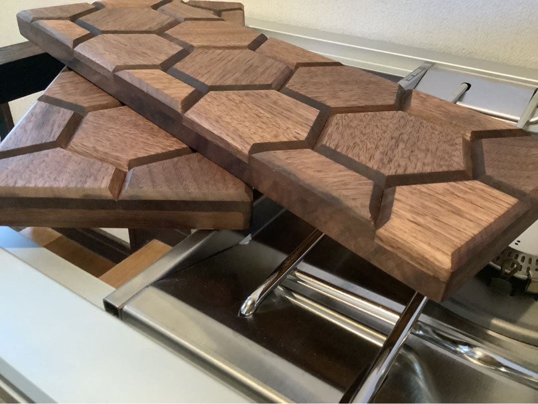 IGTテーブル天板　ハーフユニット2枚　ヘキサゴン128ウォールナット