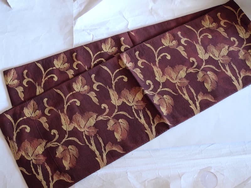 紬八寸名古屋帯（唐葉文）正絹美品