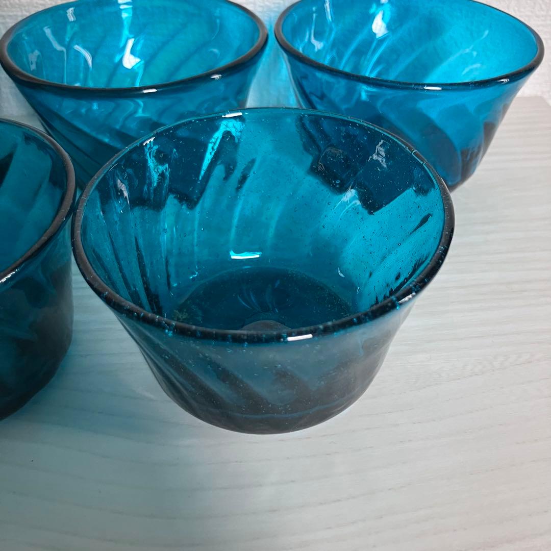 38【倉敷ガラス】小谷眞三 翠小鉢6点セット