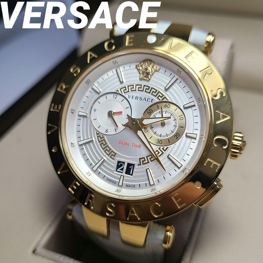 【美品】VERSACE　デュアルタイム　純正ベルト　電池交換済み　腕時計
