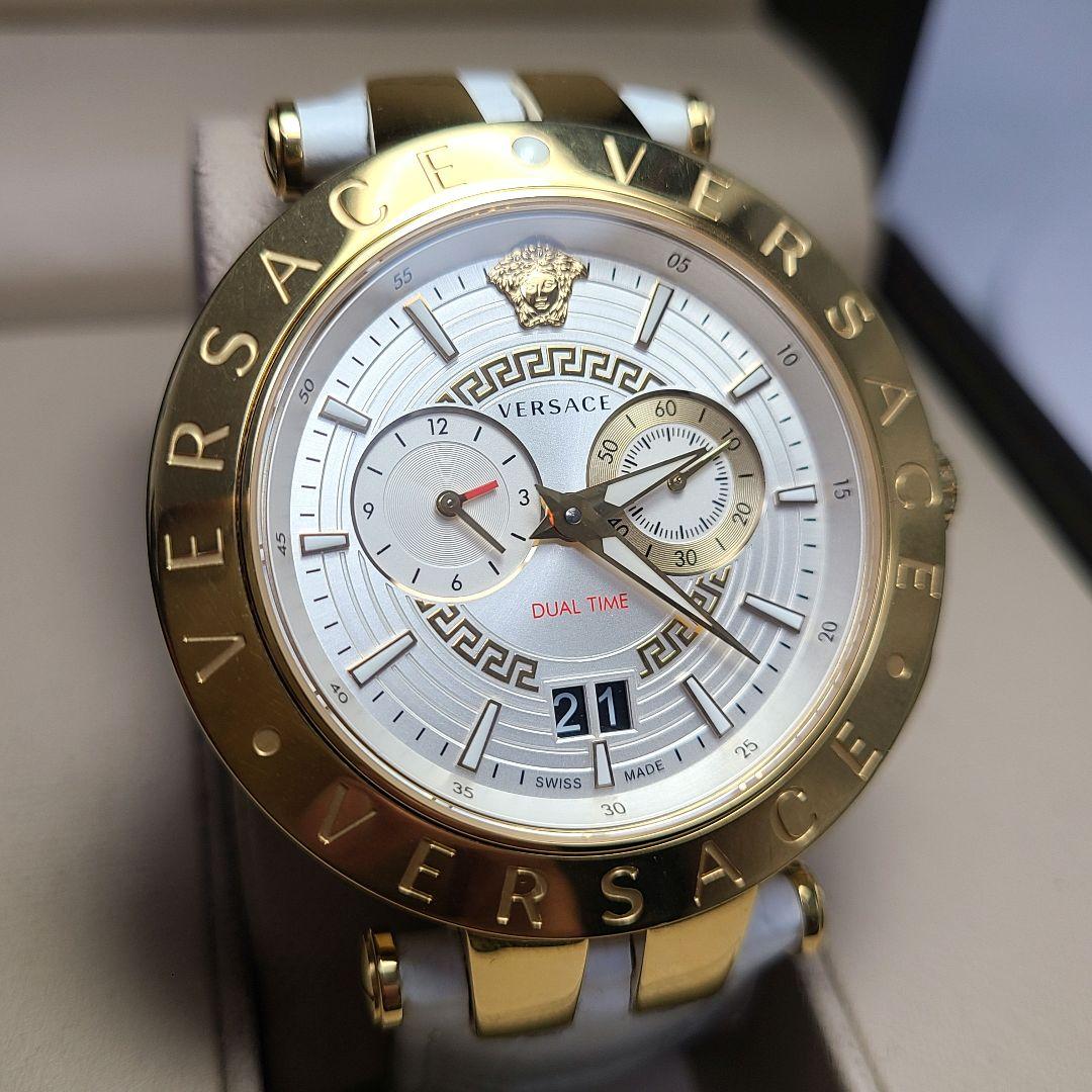 【美品】VERSACE　デュアルタイム　純正ベルト　電池交換済み　腕時計