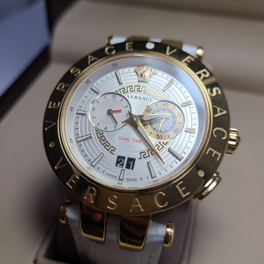 【美品】VERSACE　デュアルタイム　純正ベルト　電池交換済み　腕時計