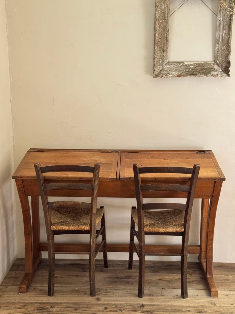 1900s初期フランスアンティーク 2人掛け　スクールデスク