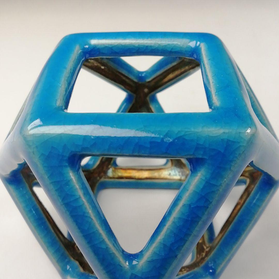 Ｔ７５２　蓋置　『浅黄交趾　銀彩切子』『平安　手塚桐鳳』　共箱　茶道具