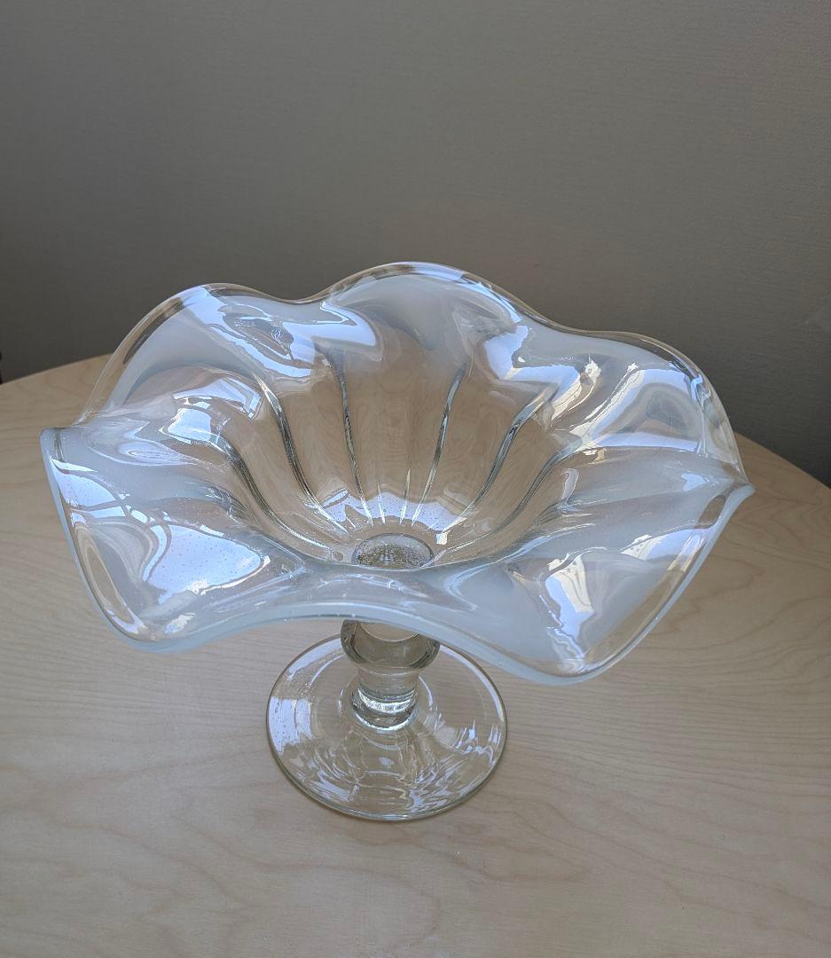 アンティーク美品　1940〜1950年代　イギリス　ガラス製　コンポート